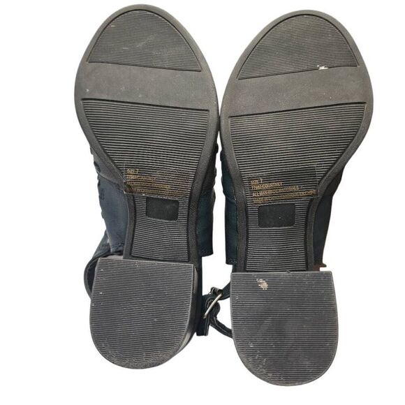 Maurices Shoes Womens Courtney Slingback Navy Black Peep Toe Mule Chunky Heel. S - Picture 7 of 11